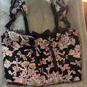 Victoria's Secret Black and Gold Lace Bustier